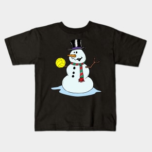 Funny Snowman Playing Water Polo Christmas Kids T-Shirt